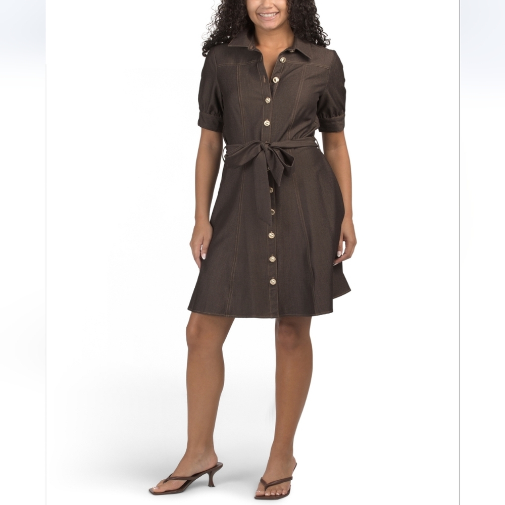 Nanette Lepore Women's Chocolate Short Sleeve. Denim Mini Dress